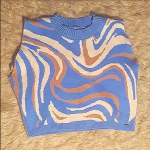 BLUE & BROWN SWIRLED SWEATER